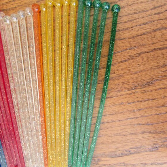 *4/$10* Vintage 1960s Glitter Plastic Stir Sticks - Picture 3 of 5